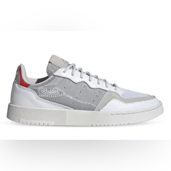 adidas Other - Adidas Mena Supercourt White‎ leather Scarlet Suede Mesh Discontinued Size 12 ➡️